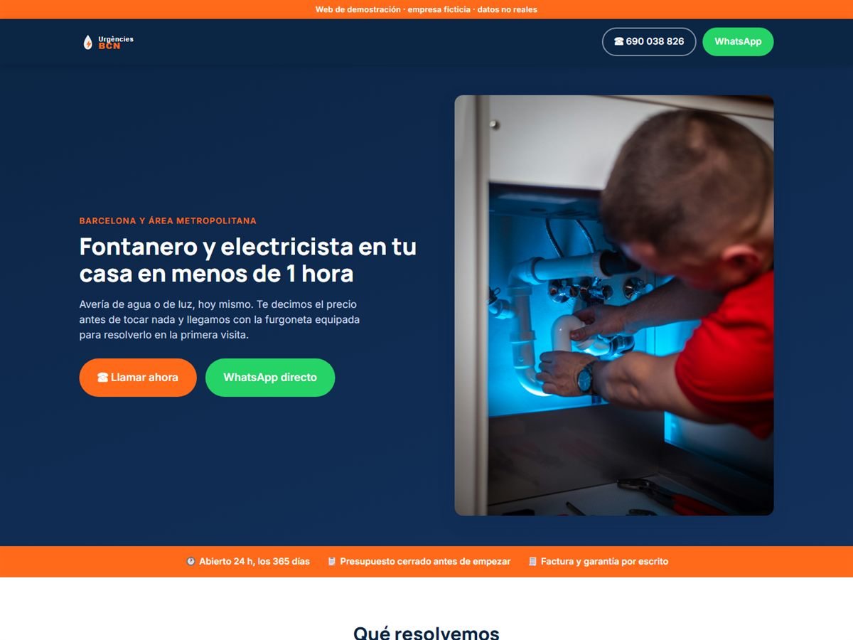 Demo web fontanero y electricista urgente